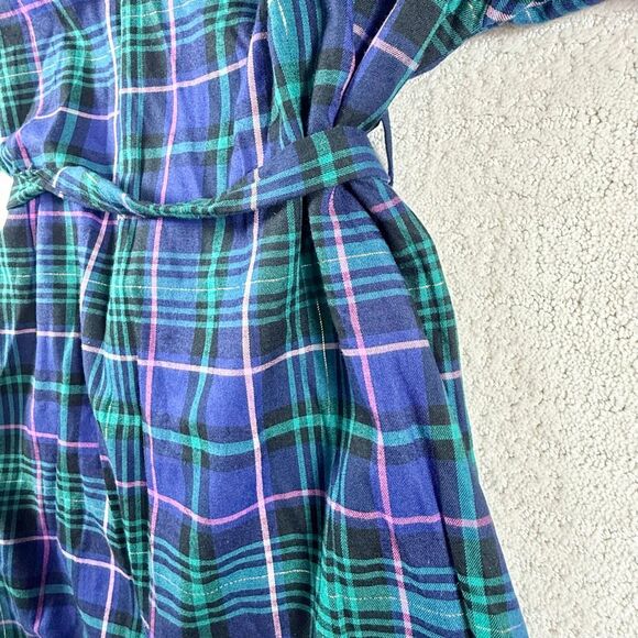 Victoria’s Secret Short Flannel Robe in Blue Green Plaid - US Women’s M/L - Picture 6 of 10